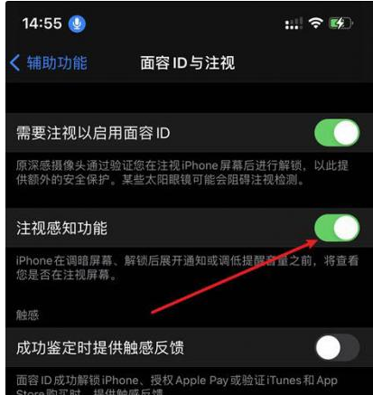 咸安苹果14维修网点分享iPhone14注视感知功能有什么用 
